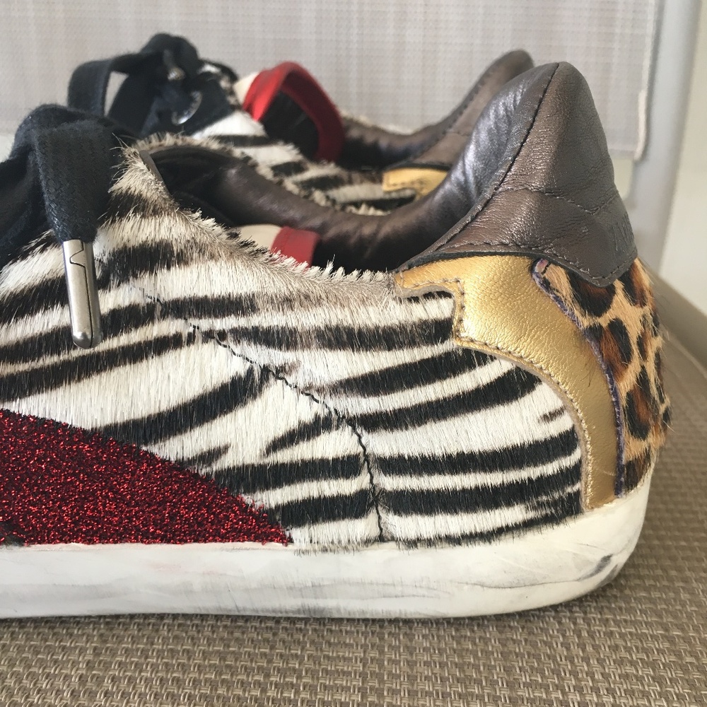 Zadig & Voltaire Animal Hair Leopard Zebra Glitter Sneakers - Picture 2 of 10
